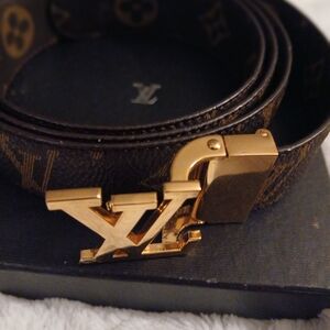 Louis Vuitton Monogram Belt with Gold Buckle